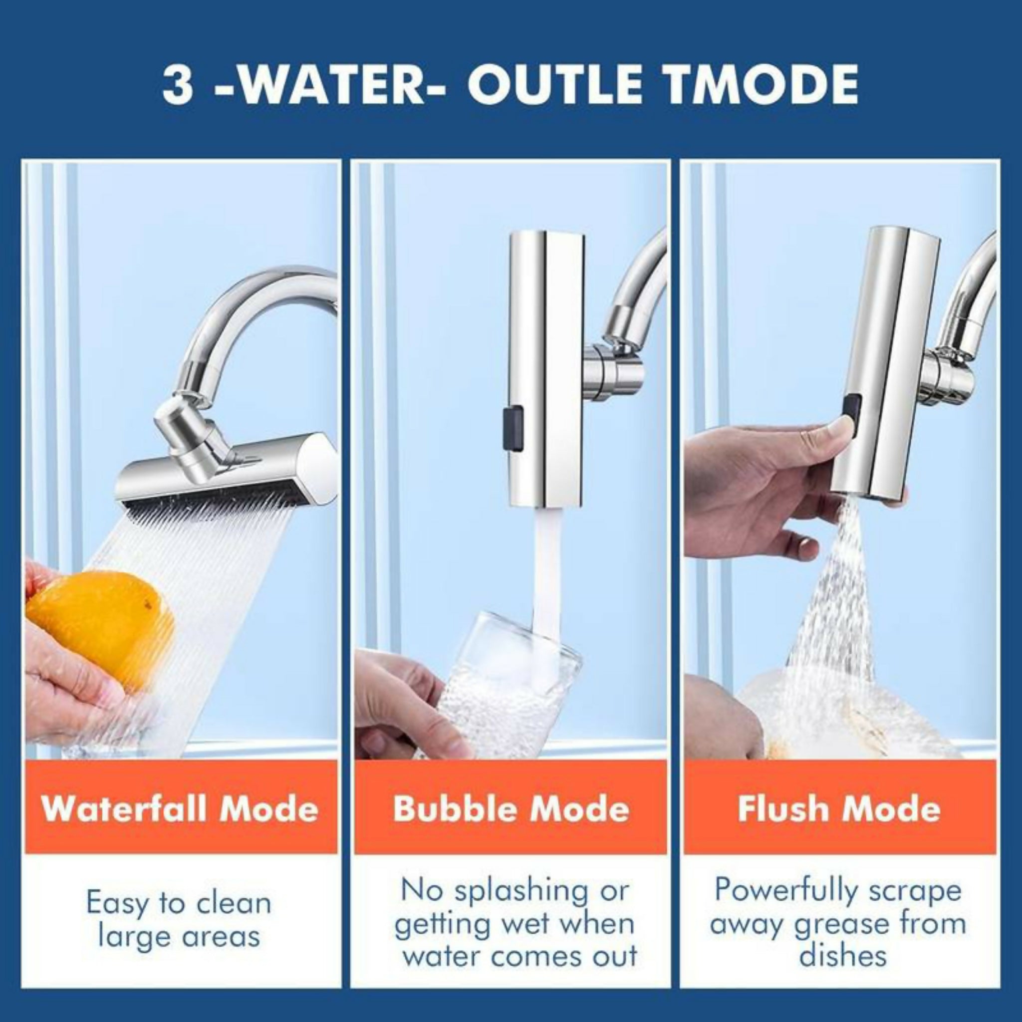 Multifunctional Kitchen Sink Waterfall Faucet – 4-Mode Splash-Proof Tap Extender