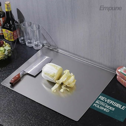 Marble Cutting Board Slab with Pure Stainless Steel Fitting-Non-Magnetic-Professional 30 x 40 cm Kitchen Pastry Board