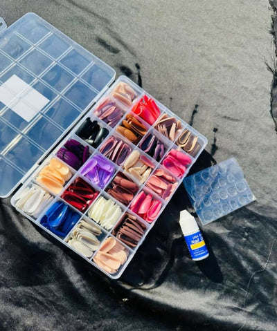 576 Pcs Bulk Press-On Nails Kit | 24 Sets Artificial Nails & FREE Strong Glue