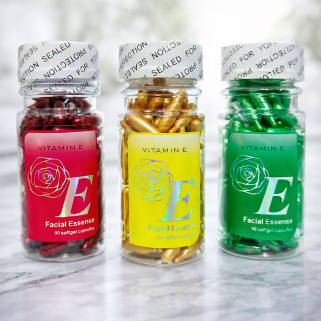 Vitamin E Facial Essence Softgel Capsules – Deep Hydrating, Anti-Aging & Skin Brightening Face Serum Capsules for Radiant Skin