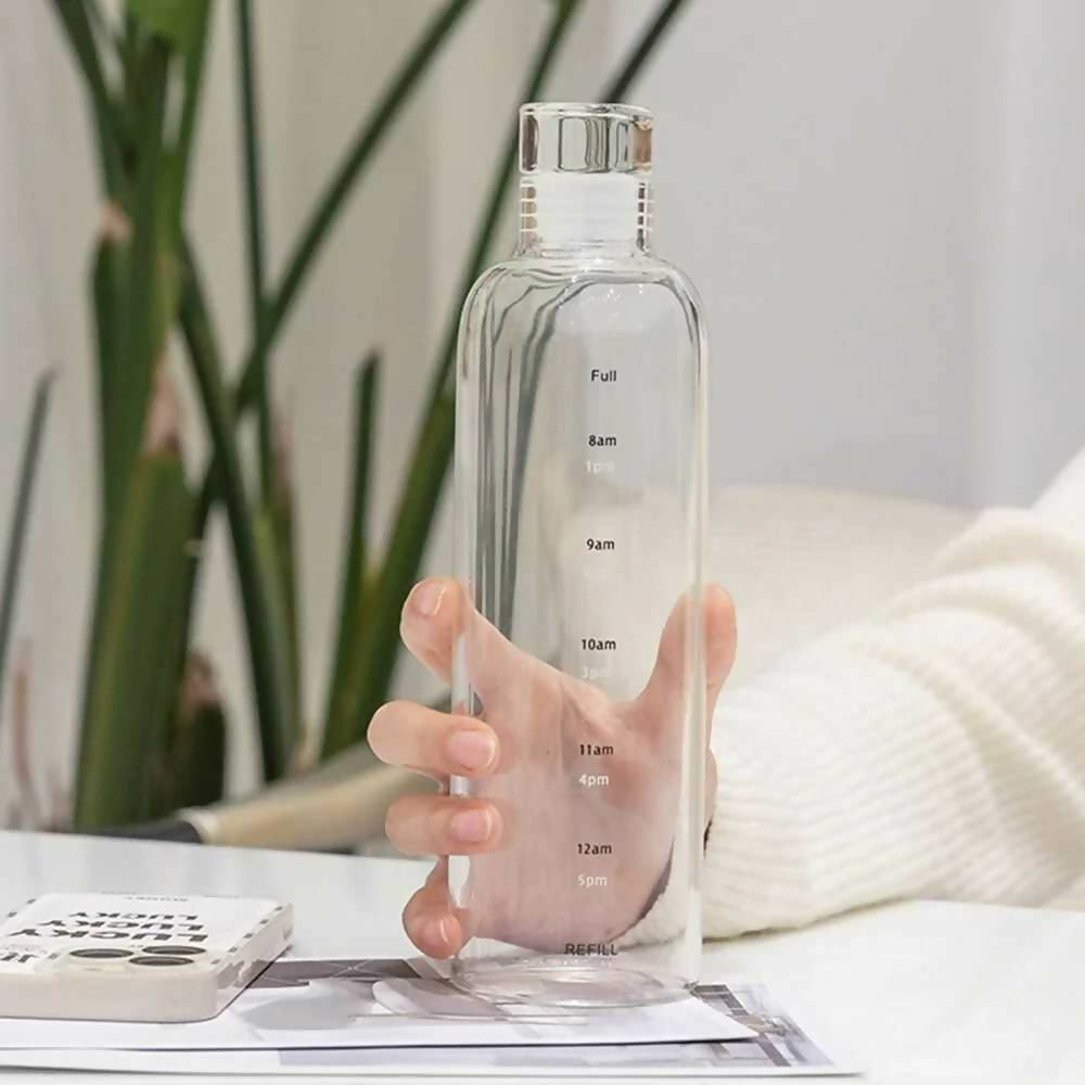 500ml Transparent Timeline Bottle – Motivational Water Bottle with Time Markers