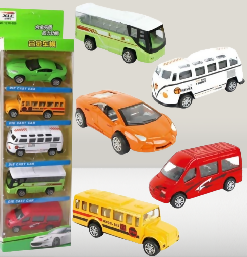 5-Piece Die-Cast Car & Bus Set