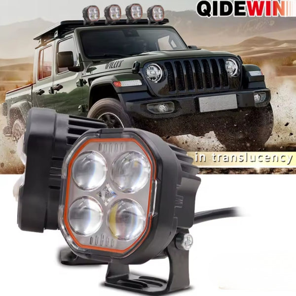 LED Cube Car Work Light Pack of 2 Four Leaf Crocodile Lens 12-24V