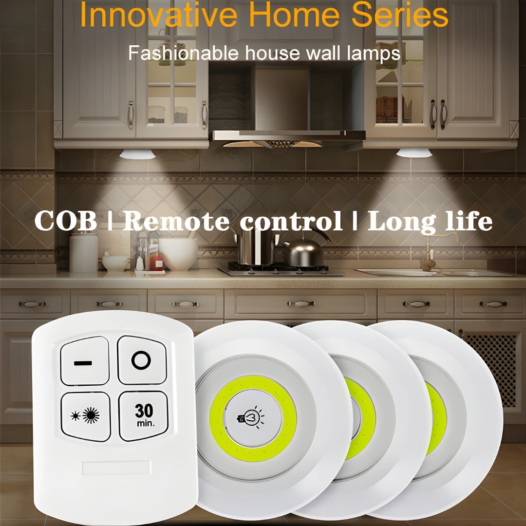 LED Remote Control Lights, Wireless Stick On Lights for Kitchen and Home - Set of 3