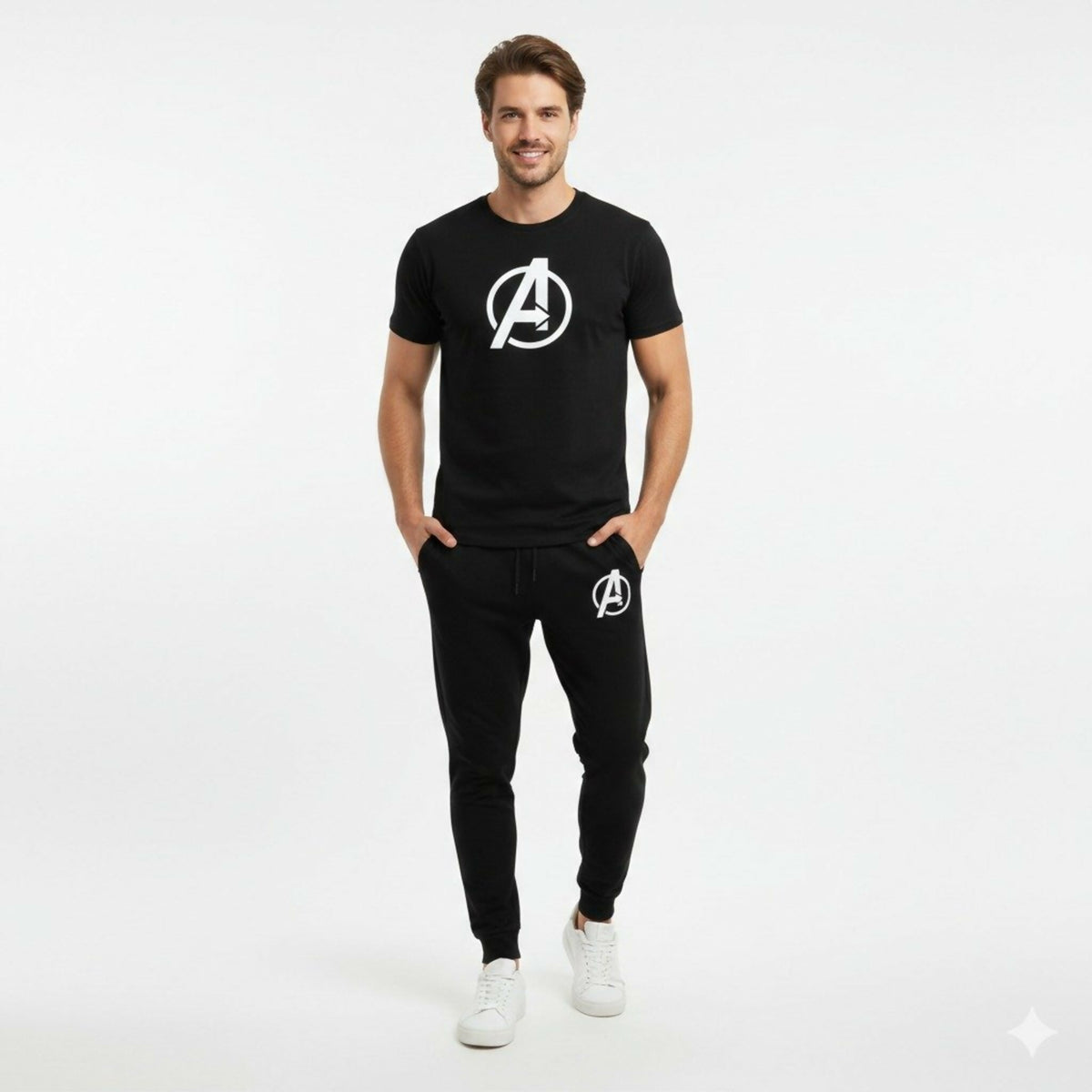 Round neck, half-sleeve casual T-shirt with matching trouser