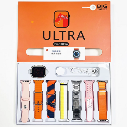Smartwatch Ultra, 7 in 1 with 7 Different Strap Full HD 2.01 Infinity Display