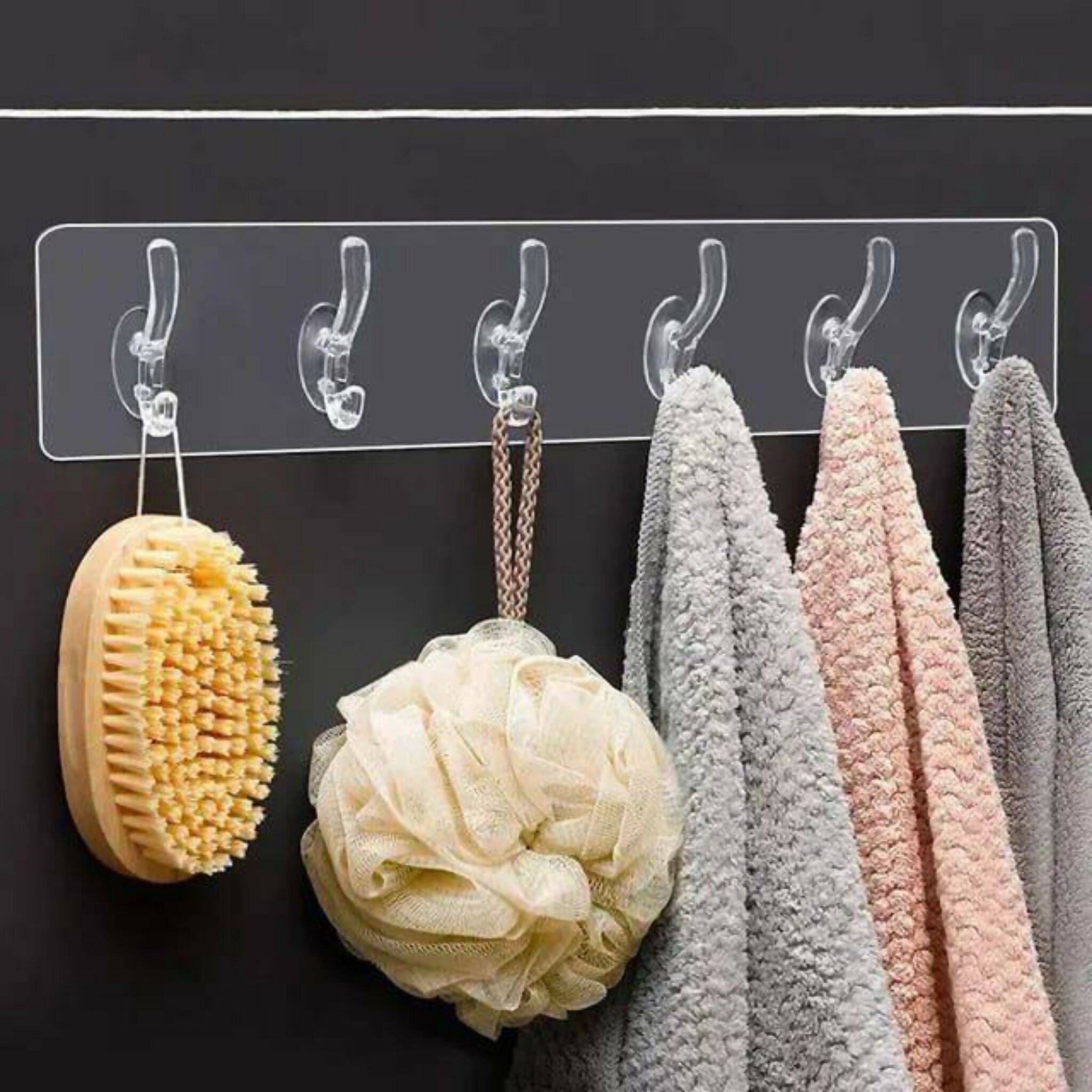 Heavy Duty Transparent Sticky Hooks Strip | Waterproof Self-Adhesive Wall Hooks