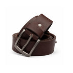 Leather Belt, Dark Brown Buffalo Leather, Adjustable Waist, for Men