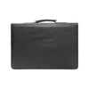 Premium black leather work bag with secure clasp and top handle
