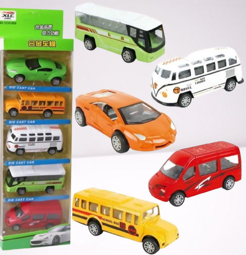 5-Piece Die-Cast Car & Bus Set