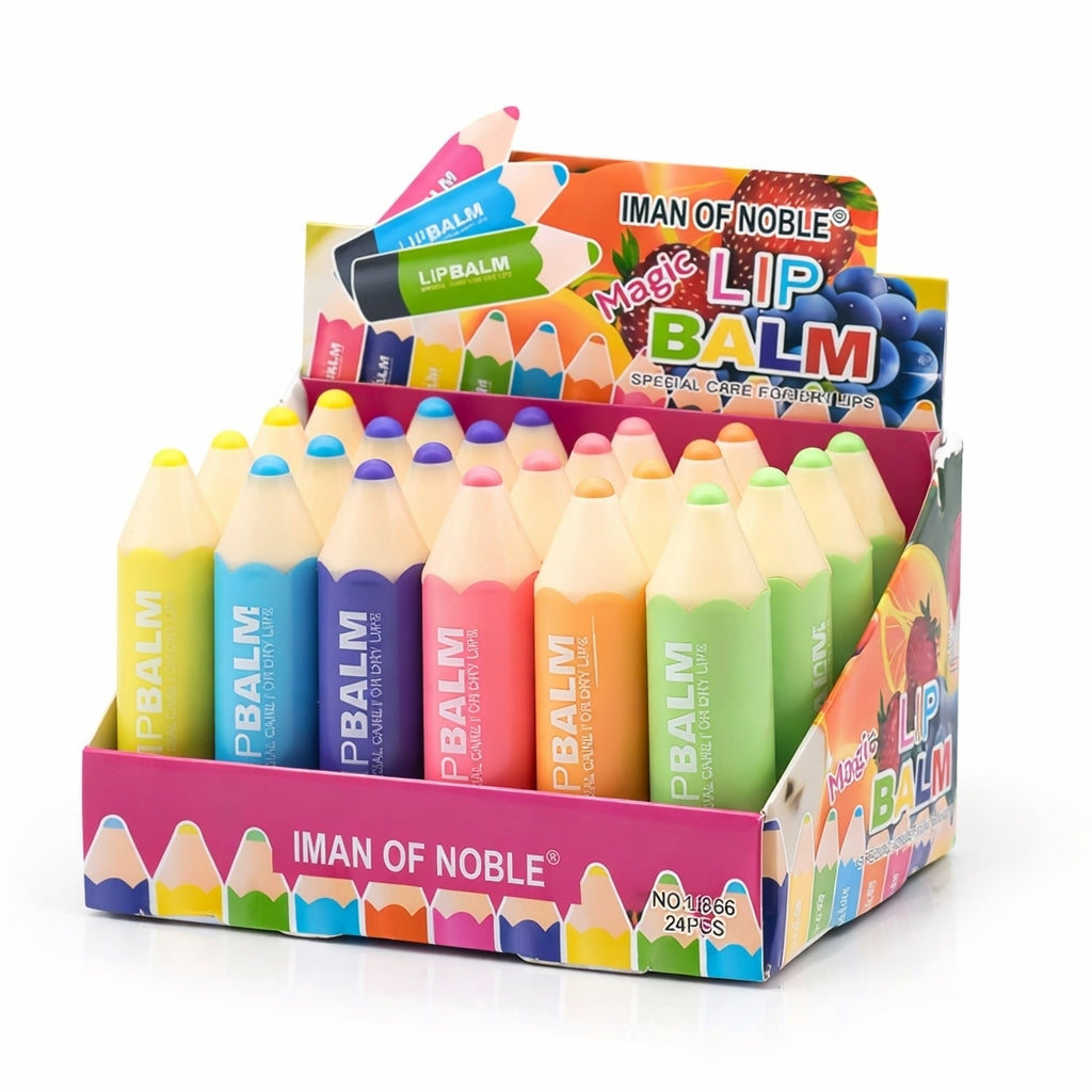 Lip Balm, Pencil Shape, Moisturizing Stick Crayon - Pack of 12