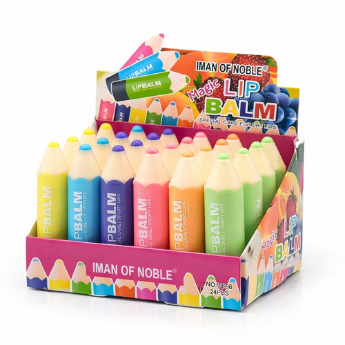 Lip Balm, Pencil Shape, Moisturizing Stick Crayon - Pack of 12