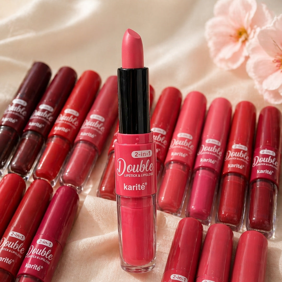 Some days call for a soft matte look, while others feel better with a little extra shine. This 2 in 1 Double Headed Lipstick and Lipgloss gives you both options in one easy-to-carry product, so you can switch your lip look depending on the moment without carrying two separate items.