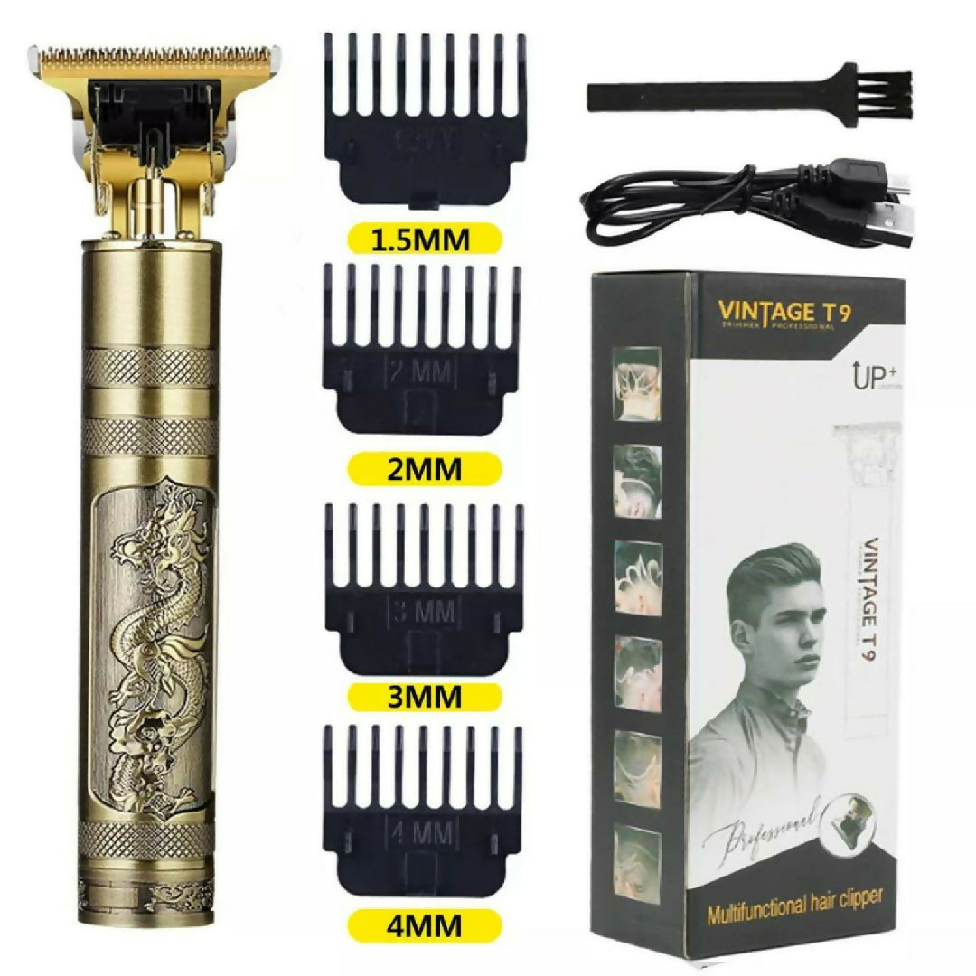 Metal Body T9 Trimmer VINTAGE T9 Dragon Style Metal Rechargeable Electric Hair Clipper Cutting Machine Professional Hair Barber Trimmer