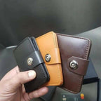 Boy’s Leather Wallet Black Mustard Brown Snap Closure
