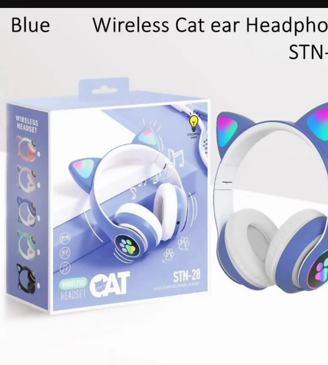 Cat Ear Bluetooth Headphones Pink With LED Light