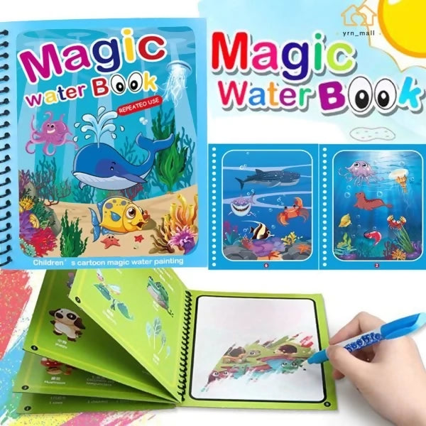Magic Coloring Book with Water Pen | Reusable & Mess-Free Fun for Kids | Dinosaur & Cartoon Designs
