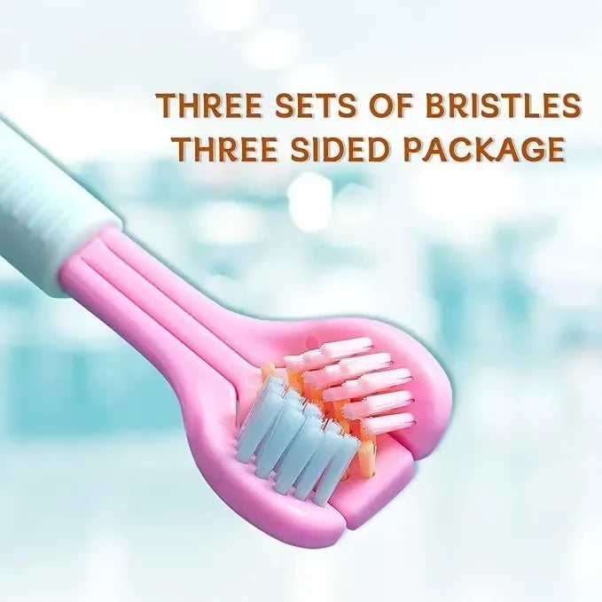 Three-Sided Ultra Soft Bristle Toothbrush |Pack of 2|Gentle Oral Care Safety Teeth Cleaning Brush