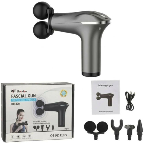 Fascial Tissue Massage Gun | Model BLD-329 | Rechargeable Massage Gun | LCD Display | 4 Massage Heads for Muscle Recovery & Pain Relief