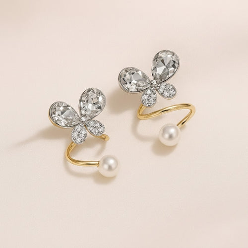 Tangled Korean Pearl Earrings, Golden Silver