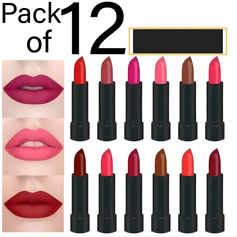 12 Pcs Matte Lipstick Set – High Pigment Colors | Action.pk