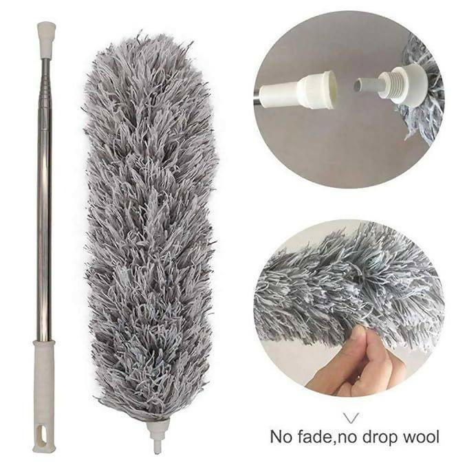 Microfiber Fan Duster | Telescopic Extendable Gray Duster | 360 Flexible Dirt & Dust Duster For Home Office Use | Micro Fiber Duster