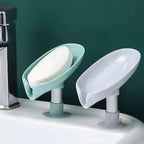 Leaf-Shaped Self-Draining Soap Holder | Stylish Waterfall Design with Suction Base for Bathroom & Kitchen | Random Colors