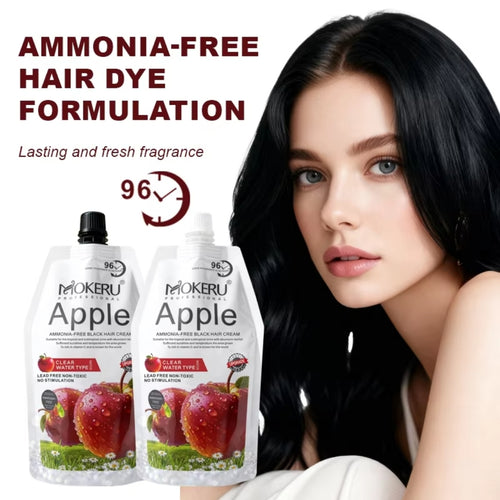 MOKERU Apple Hair Dye Natural Black, Plus Ammonia Free - 500ml 2Pcs