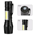 Torch Mini LED Micro USB Charging With Cable And Case USB Charging Powerful Flashlight 3800LM XPE COB Small Rechargeable Flash Light Zoomab
