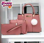 Women's PU Leather Plain Hand Bag Set