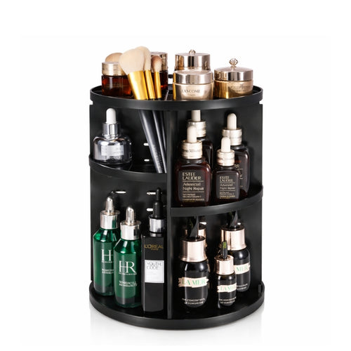 Makeup Organizer, Rotating Black Cosmetic Storage Stand