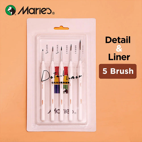 Maries Detail Liner Brush For Painting Set Of 5