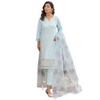 Stitched Suit, Embroidered Shirt & Printed Organza Dupatta, for Women