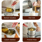 Stainless Steel Deep Fryer Pot with Strainer 1200ML | Heavy-Duty Oil Frying Pan for Kitchen
