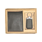 Style Mate black leather wallet and keychain gift set for men – elegant and practical