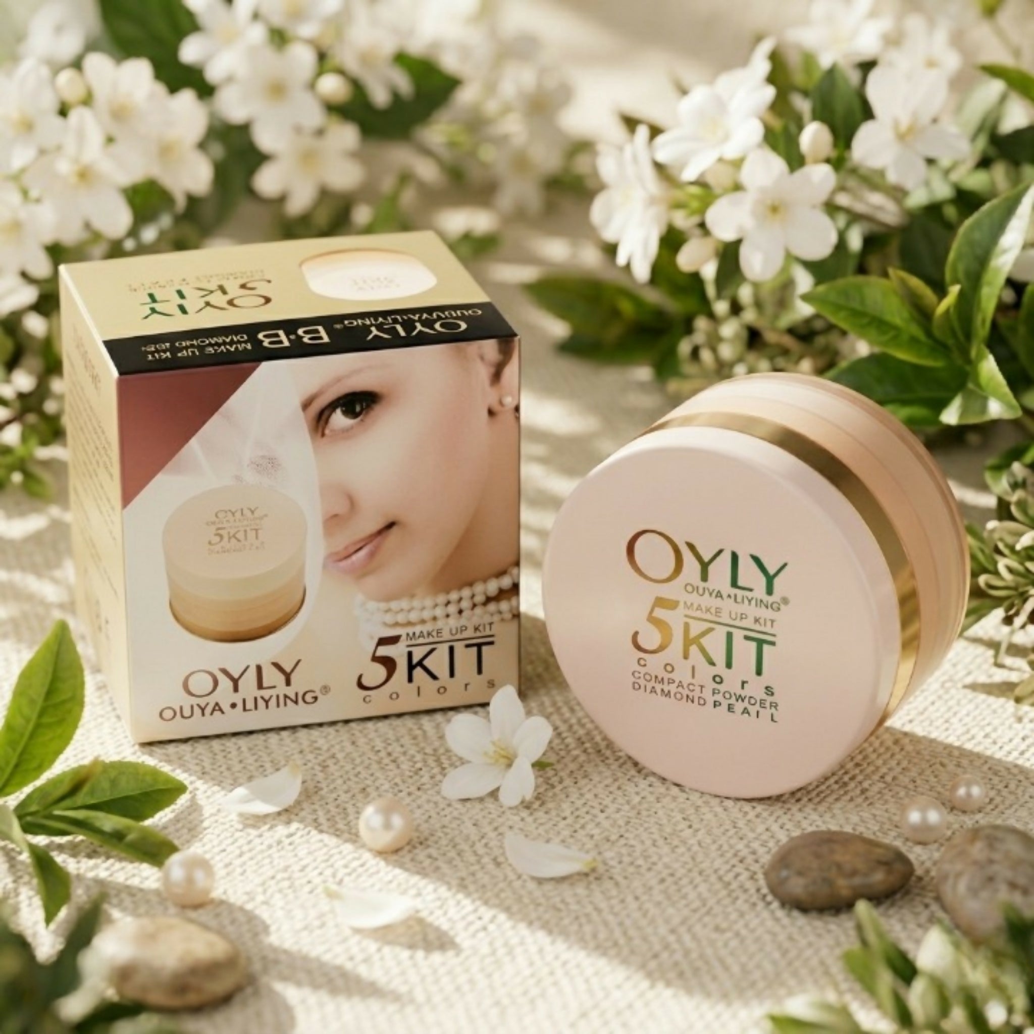 OYLY 5 in 1 Compact Face Powder Kit – 5 Shades Long-Lasting Smooth Finish Makeup