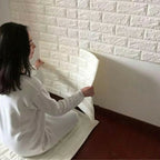 3D White Brick Wall Stickers, Self-Adhesive Foam Wall Panels