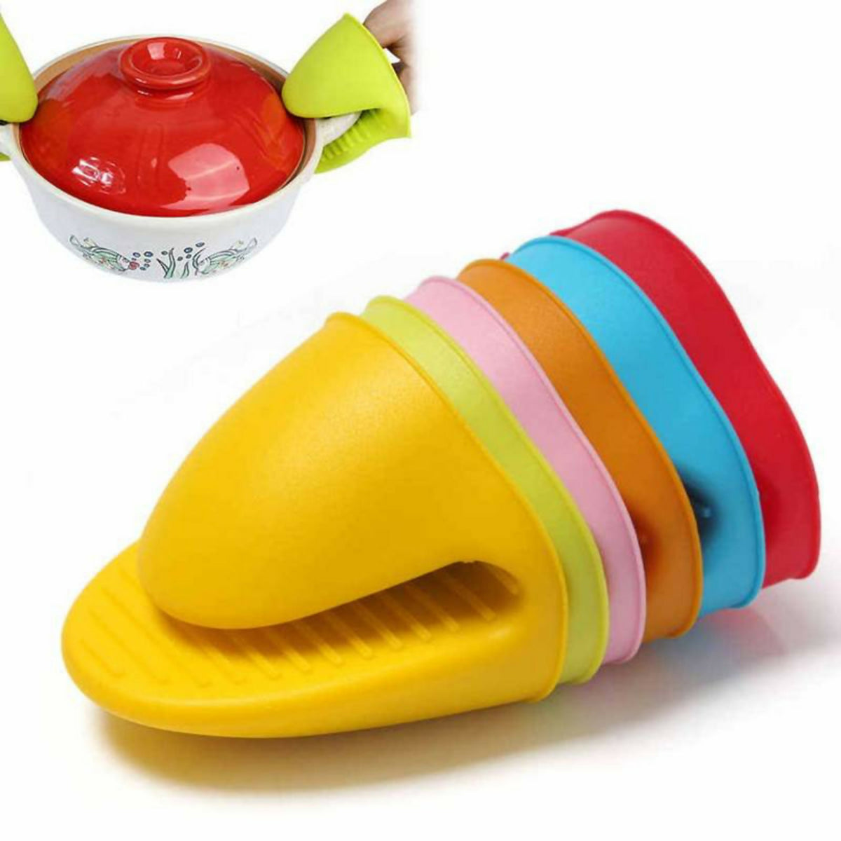 1 Pair Silicone Heat Resistant Glove Clips – Non-Slip Pot & Bowl Holders, Cooking & Baking Oven Mitts