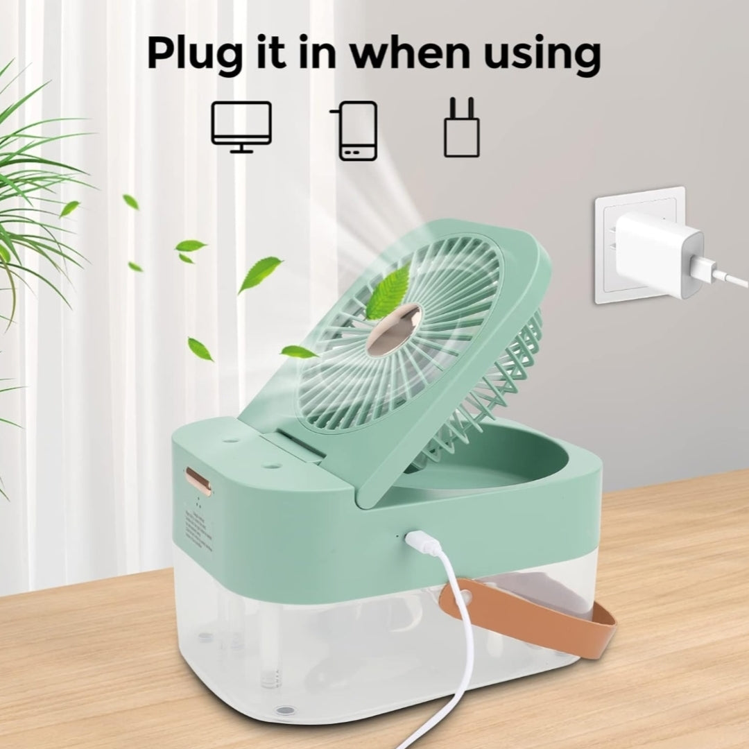 Mini Fan with Cool Mist USB Portable Air Cooler 3 Speed