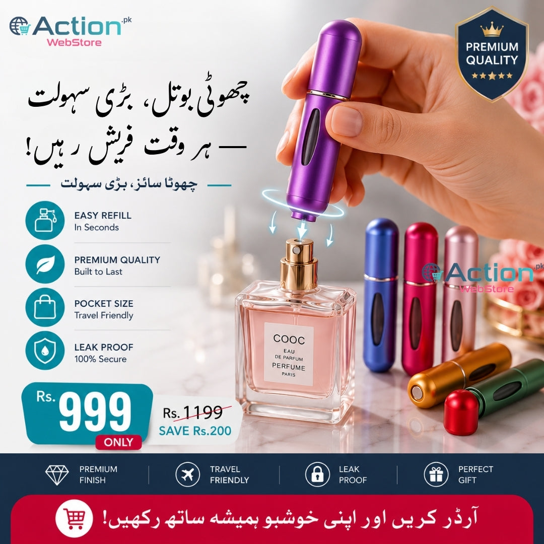 Mini Refillable Perfume Spray Bottle, Portable Travel Atomizer (Pack of 2)