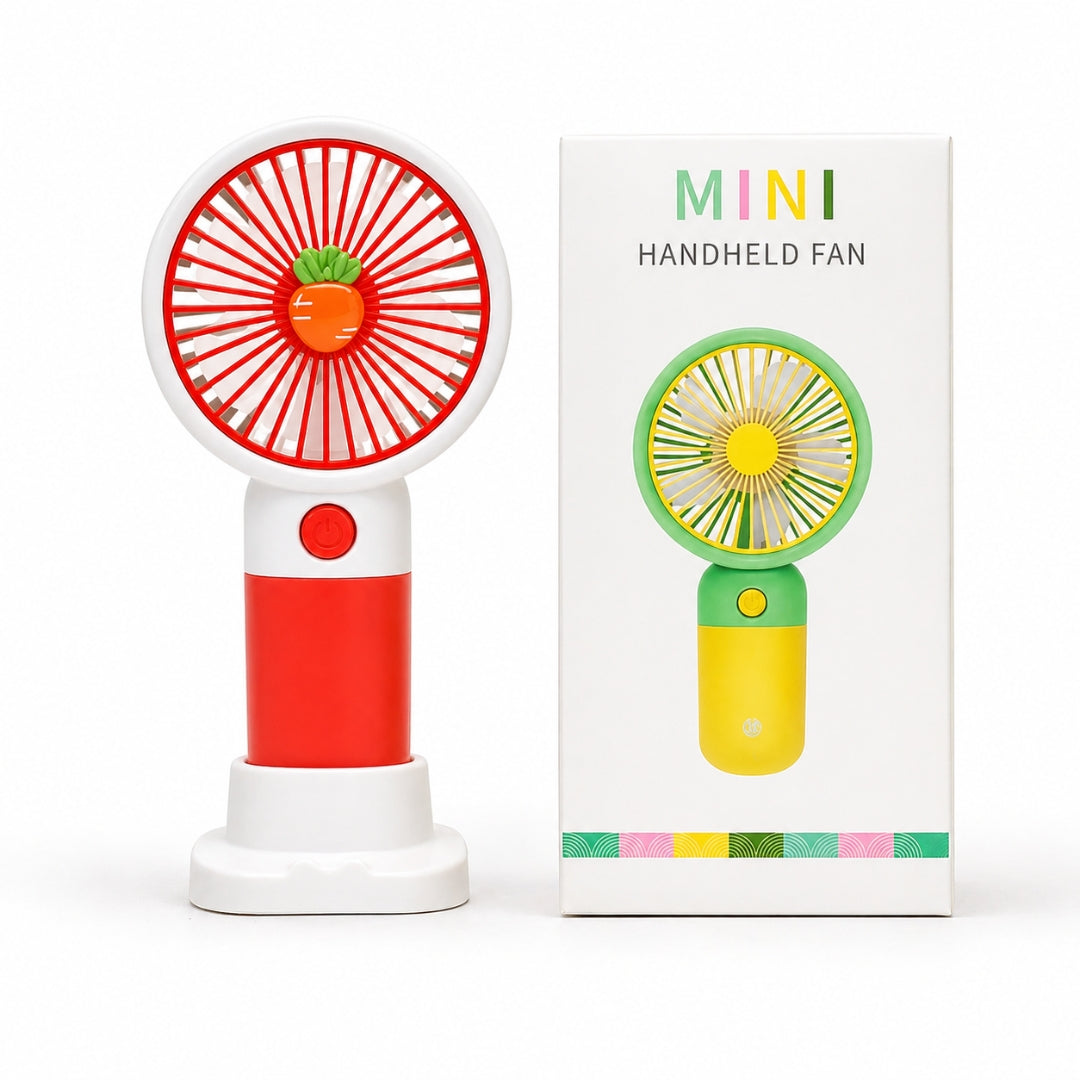 Mini portable handheld fan with desktop base