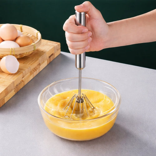 Mixer, Semi-Automatic Hand Push Egg Beater, Stainless Steel Whisk