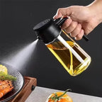2-in-1 Glass Oil Spray Bottle & Dispenser with Pouring Spout | Kitchen Oil Mister for Air Fryer, BBQ & Cooking| 450ml