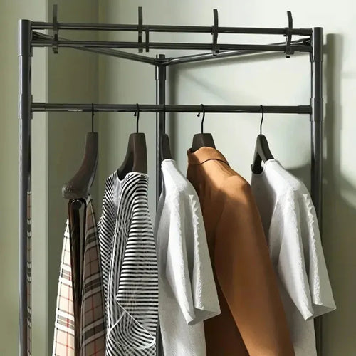 Multifunctional Corner Coat Rack with Storage Shelves