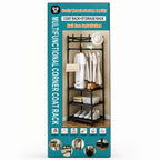 Multifunctional Corner Coat Rack with Storage Shelves