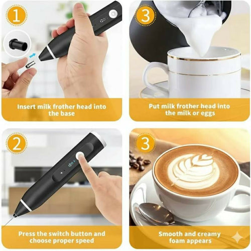 Rechargeable Coffee Beater & Milk Frother – USB Electric Stainless Steel Whisk for Coffee, Cappuccino, Latte, Matcha & Hot Chocolate