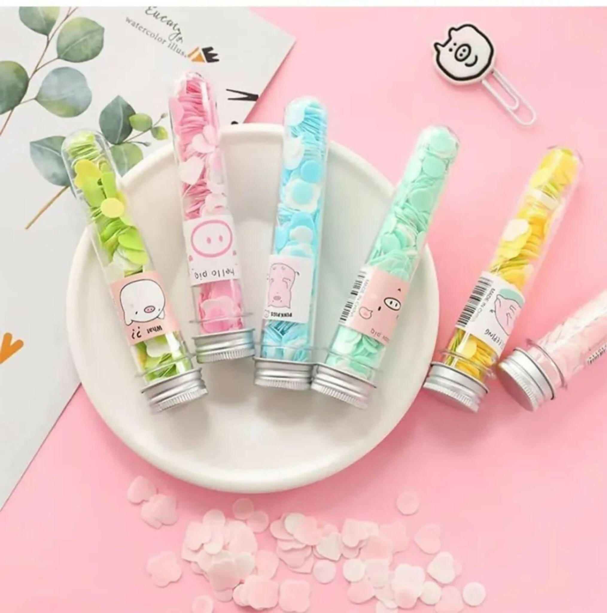 100 Pcs Disposable Flower Paper Soap With Portable Tube