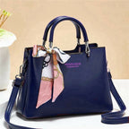 1Pc Vesasan Gaohn Faux Leather Handbag With Decorative Scarf Elegant Design Premium Quality - Black - Brown - Dark Blue - Dark Green - Light Pink - Maroon - Purple