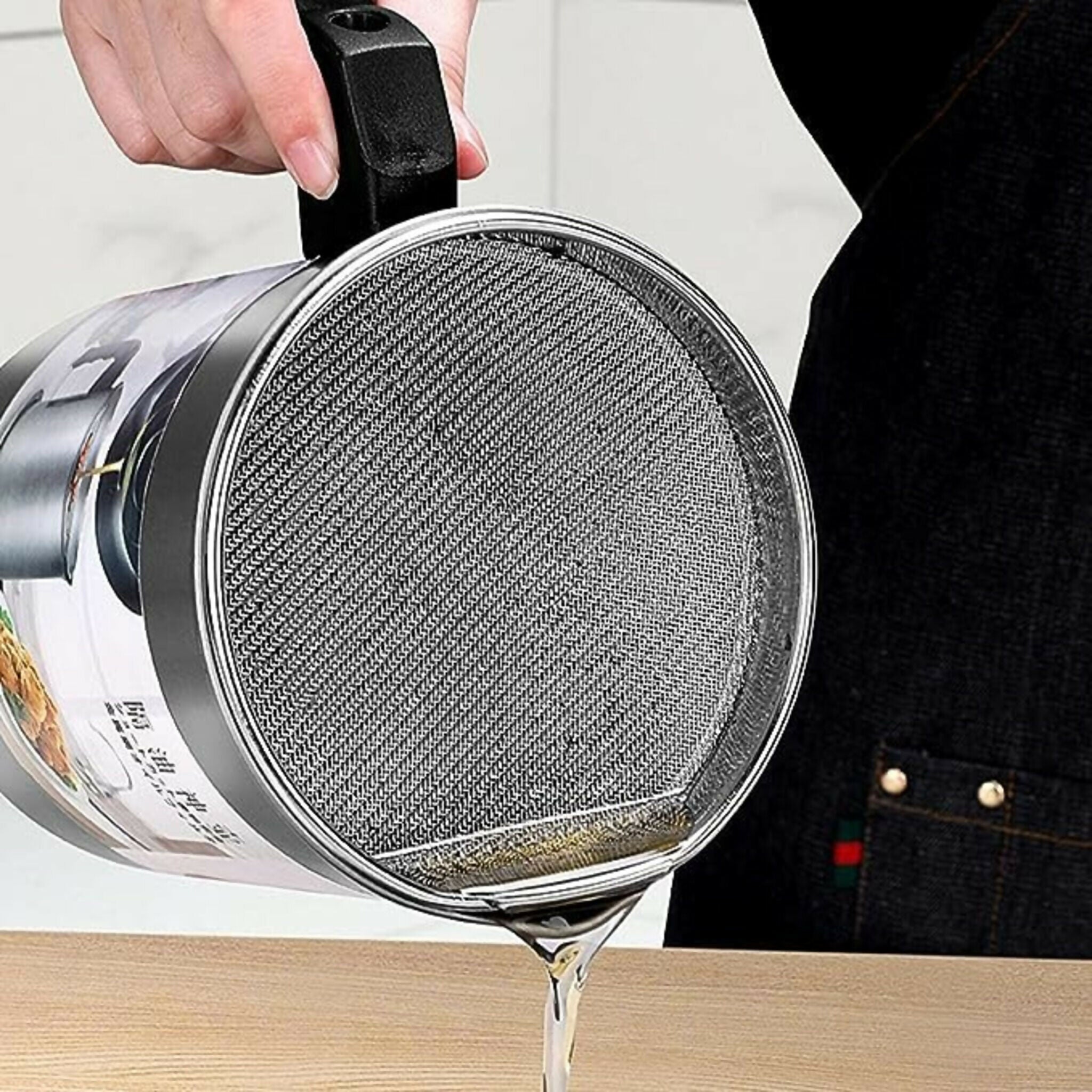 Oil Fryer Cooker with Stainless Steel Fine Mesh with Lid Food, for Kitchen