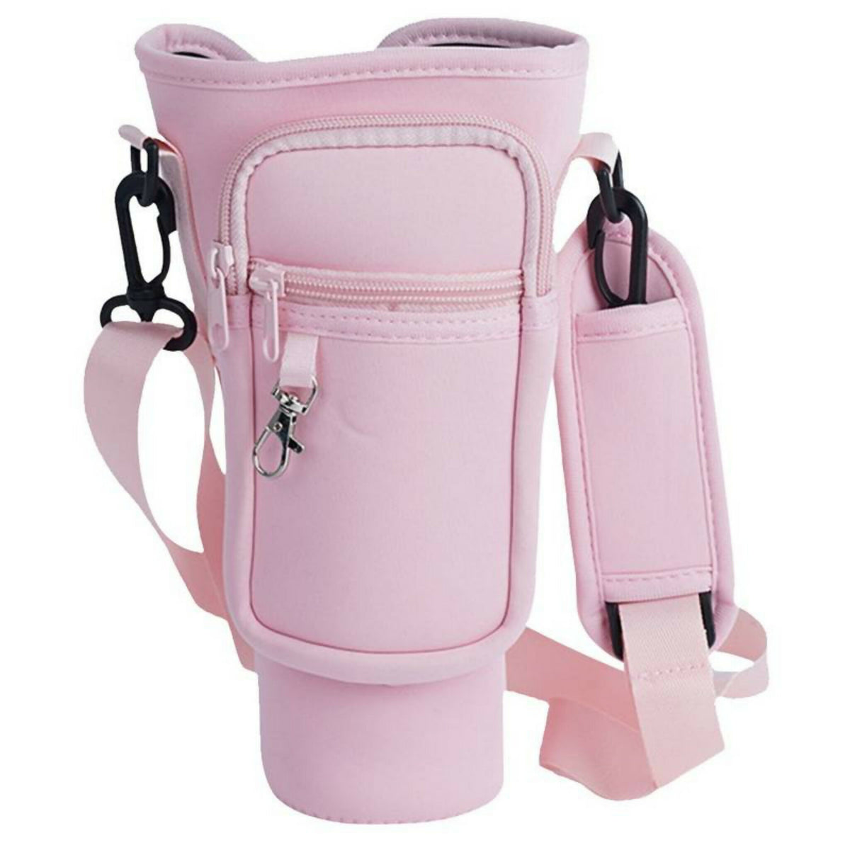 40oz Tumbler Bag with Phone Pocket – Insulated Cup Holder Carrying Bag with Adjustable Strap, Pink